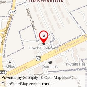 Timelss Body Arts on Rogers Road, North East Maryland - location map
