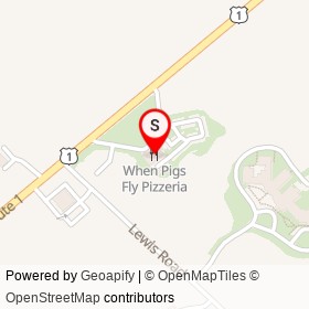 When Pigs Fly Pizzeria on Route 1, Kittery Maine - location map