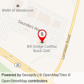 Bill Dodge Cadillac Buick GMC on Saunders Way, Westbrook Maine - location map