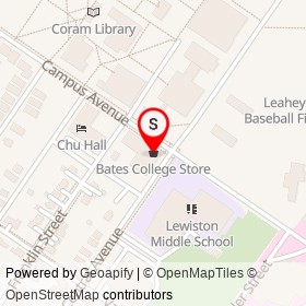 Bates College Store on Campus Avenue, Lewiston Maine - location map