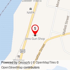 Jims Gun Shop on Bay Street, Waterville Maine - location map