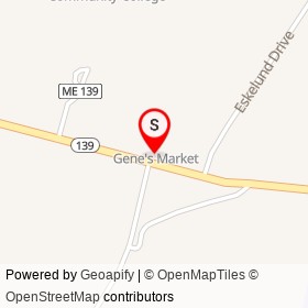 Gene's Market Gas on Western Avenue, Fairfield Maine - location map
