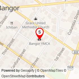 Bangor YMCA on Second Street, Bangor Maine - location map