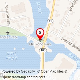 Mill Pond Park on , Pittsfield Maine - location map