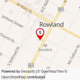 Rowland Tire Services on South Bond Street, Rowland North Carolina - location map