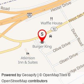 Burger King on West 5th Street, Lumberton North Carolina - location map