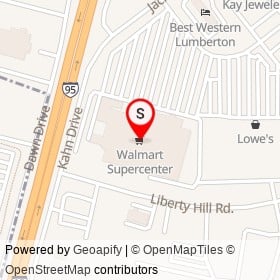 Walmart Supercenter on Fayetteville Road, Lumberton North Carolina - location map