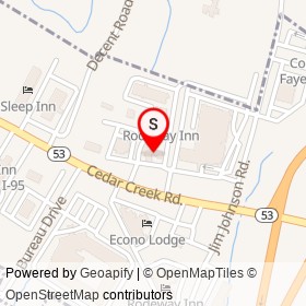 Rodeway Inn on Cedar Creek Road, Fayetteville North Carolina - location map