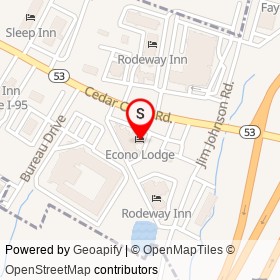 Econo Lodge on Cedar Creek Road, Fayetteville North Carolina - location map