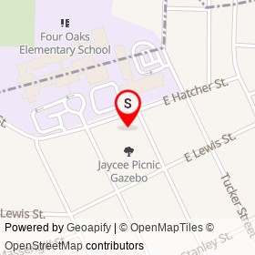 Four Oaks Community Playground on East Hatcher Street, Four Oaks North Carolina - location map