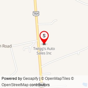 Twigg's Auto Sales Inc on US 701, Four Oaks North Carolina - location map