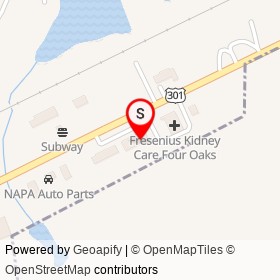 Papas Subs & Pizza on US 301, Four Oaks North Carolina - location map