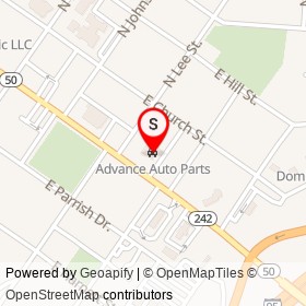 Advance Auto Parts on East Main Street, Benson North Carolina - location map