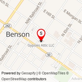 Gypsies Attic LLC on North Market Street, Benson North Carolina - location map