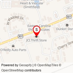 JCI Thrift Store on North Brightleaf Boulevard, Smithfield North Carolina - location map