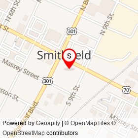 Sanders Funeral Home on East Market Street, Smithfield North Carolina - location map