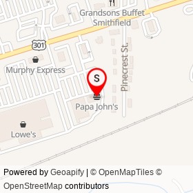 Papa John's on North Brightleaf Boulevard, Smithfield North Carolina - location map
