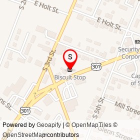 Biscuit Stop on South Brightleaf Boulevard, Smithfield North Carolina - location map