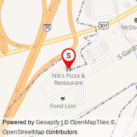 Nik's Pizza & Restaurant on South Gardner Avenue, Kenly North Carolina - location map