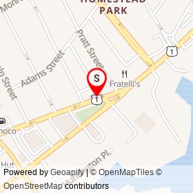Fratellii Pizzaria on Huguenot Street, New Rochelle New York - location map