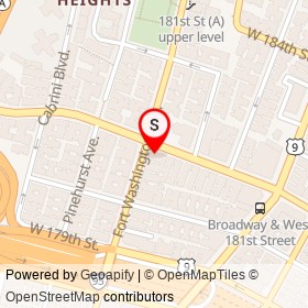 Hudson View Restaurant on West 181st Street, New York New York - location map