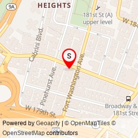 Fort Washington Bakery & Deli on West 181st Street, New York New York - location map