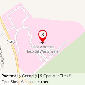 Saint Vincent's Hospital Westchester on North Street, Harrison New York - location map