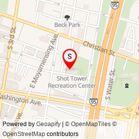 Sparks Shot Tower on Carpenter Street, Philadelphia Pennsylvania - location map