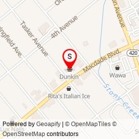 Dunkin' on Macdade Boulevard, Ridley Township Pennsylvania - location map