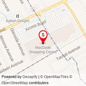 MacDade Shopping Center on Baldwin Avenue, Ridley Township Pennsylvania - location map