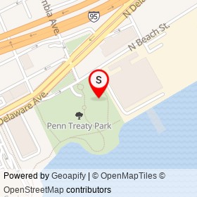 Penn Treaty Park Playground on Delaware River Waterfront Trail, Philadelphia Pennsylvania - location map