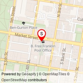 Franklin Print Shop on Market Street, Philadelphia Pennsylvania - location map