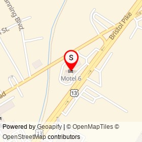Motel 6 on Bristol Pike, Bristol Township Pennsylvania - location map