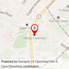 Hilltop Creamery on Post Road, East Greenwich Rhode Island - location map