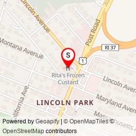 Rita's Frozen Custard on Lincoln Avenue,  Rhode Island - location map