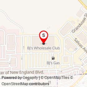 BJ's Wholesale Club on Center of New England Boulevard, Coventry Rhode Island - location map