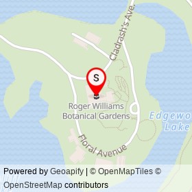 Roger Williams Botanical Gardens on Elmwood Avenue, Providence Rhode Island - location map