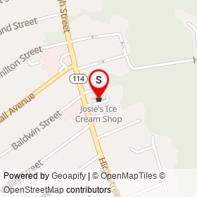 Josie's Ice Cream Shop on High Street, Valley Falls Rhode Island - location map