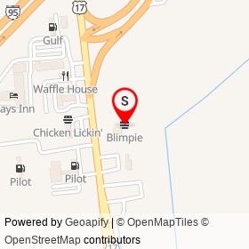 Blimpie on General William Hardee Boulevard, Hardeeville South Carolina - location map