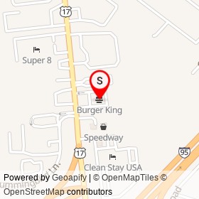 Burger King on Whyte Hardee Boulevard, Hardeeville South Carolina - location map