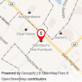 Hamilton's Fine Furniture on Bells Highway, Walterboro South Carolina - location map