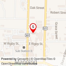Ace Hardware on North Brooks Street, Manning South Carolina - location map