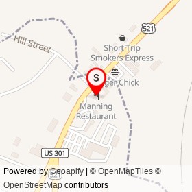 Manning Restaurant on North Brooks Street, Manning South Carolina - location map