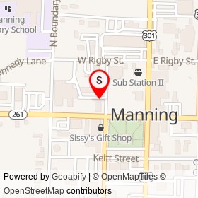 Manning Police Department on North Mill Street, Manning South Carolina - location map