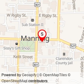Barber Shop on West Boyce Street, Manning South Carolina - location map