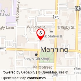 First Class Barber & Styling Shop on North Mill Street, Manning South Carolina - location map