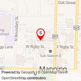 Young's Fashions on West Rigby Street, Manning South Carolina - location map