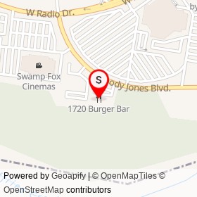 1720 Burger Bar on Woody Jones Boulevard, Florence South Carolina - location map