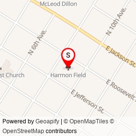 Harmon Field on , Dillon South Carolina - location map