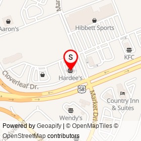 Hardee's on Cloverleaf Drive, Emporia Virginia - location map